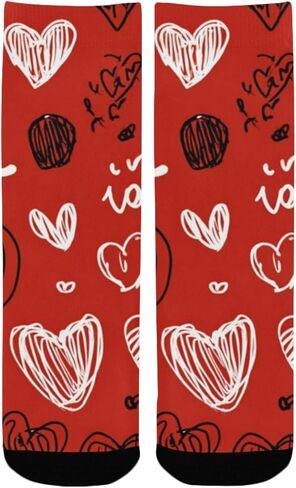 جوارب المشي لمسافات طويلة بطباعة قبلة حمراء - جوارب شتوية حرارية سميكة دافئة للأولاد والبنات الصغار للمدرسة، والارتداء اليومي والأنشطة الخارجية in Kuwait