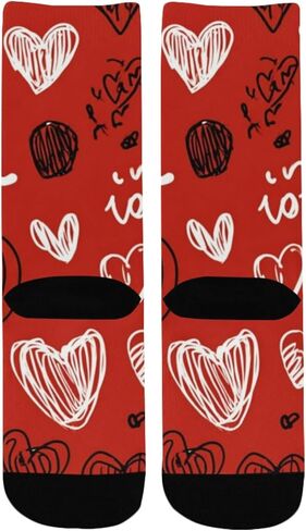 جوارب المشي لمسافات طويلة بطباعة قبلة حمراء - جوارب شتوية حرارية سميكة دافئة للأولاد والبنات الصغار للمدرسة، والارتداء اليومي والأنشطة الخارجية in Kuwait