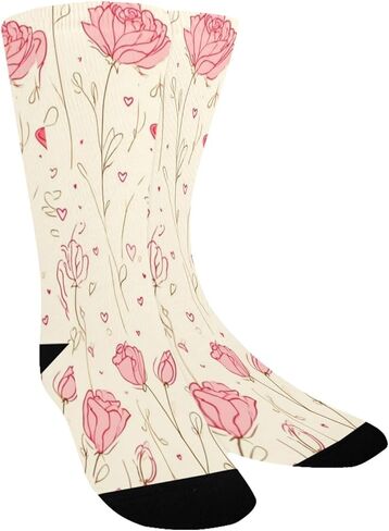 جوارب Valentine Roses Simple Lline للمشي لمسافات طويلة - جوارب شتوية حرارية سميكة دافئة للأولاد والبنات للمدرسة، والارتداء اليومي والأنشطة الخارجية in Saudi Arabia