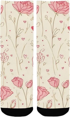 جوارب Valentine Roses Simple Lline للمشي لمسافات طويلة - جوارب شتوية حرارية سميكة دافئة للأولاد والبنات للمدرسة، والارتداء اليومي والأنشطة الخارجية in Saudi Arabia