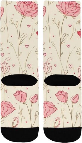 جوارب Valentine Roses Simple Lline للمشي لمسافات طويلة - جوارب شتوية حرارية سميكة دافئة للأولاد والبنات للمدرسة، والارتداء اليومي والأنشطة الخارجية in Saudi Arabia