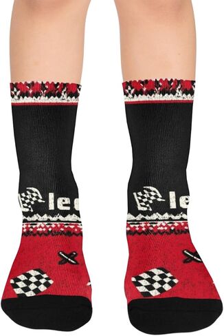 Red Race Flag Pattern Hiking Socks - Toddler Boys & Girls Warm Thick Thermal Winter Crew Socks for School, Daily Wear & Outdoor Activities in Kuwait