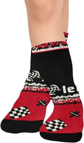 Red Race Flag Pattern Hiking Socks - Toddler Boys & Girls Warm Thick Thermal Winter Crew Socks for School, Daily Wear & Outdoor Activities in Kuwait