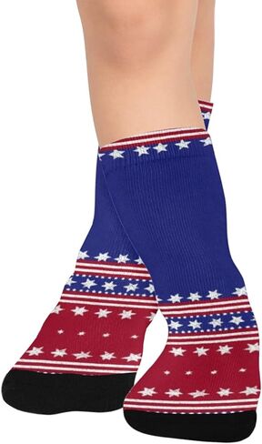Patriotic Stripe Pattern Hiking Socks - Toddler Boys & Girls Warm Thick Thermal Winter Crew Socks for School, Daily Wear & Outdoor Activities in Kuwait