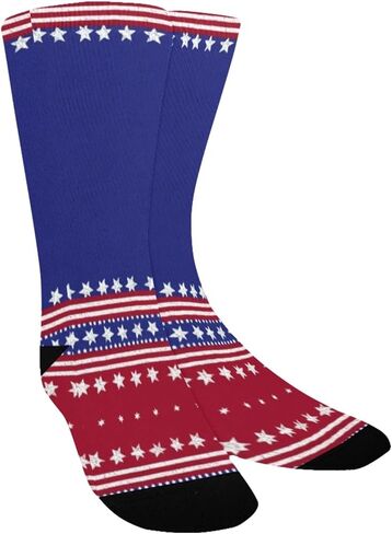 Patriotic Stripe Pattern Hiking Socks - Toddler Boys & Girls Warm Thick Thermal Winter Crew Socks for School, Daily Wear & Outdoor Activities in Kuwait