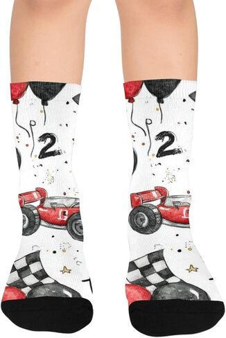 Races Car Pattern Hiking Socks - Toddler Boys & Girls Warm Thick Thermal Winter Crew Socks for School, Daily Wear & Outdoor Activities in Saudi Arabia