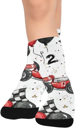 Races Car Pattern Hiking Socks - Toddler Boys & Girls Warm Thick Thermal Winter Crew Socks for School, Daily Wear & Outdoor Activities in Saudi Arabia