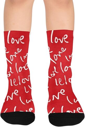 Vivid Red Big Love Hiking Socks - Toddler Boys & Girls Warm Thick Thermal Winter Crew Socks for School, Daily Wear & Outdoor Activities in Kuwait