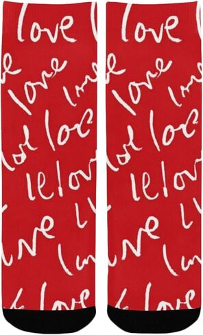 Vivid Red Big Love Hiking Socks - Toddler Boys & Girls Warm Thick Thermal Winter Crew Socks for School, Daily Wear & Outdoor Activities in Kuwait