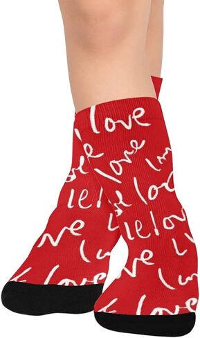 Vivid Red Big Love Hiking Socks - Toddler Boys & Girls Warm Thick Thermal Winter Crew Socks for School, Daily Wear & Outdoor Activities in Kuwait