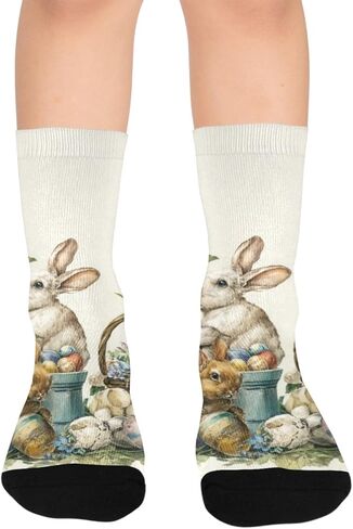 Spring Bunny Egg Design Hiking Socks - Toddler Boys & Girls Warm Thick Thermal Winter Crew Socks for School, Daily Wear & Outdoor Activities in Kuwait