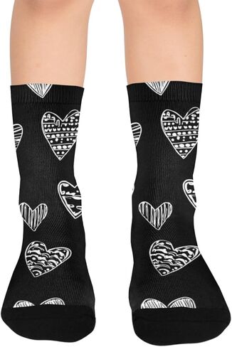 جوارب Xs Black Hearts Love للمشي لمسافات طويلة - جوارب شتوية حرارية سميكة دافئة للأولاد والبنات للمدرسة، والارتداء اليومي والأنشطة الخارجية in Saudi Arabia