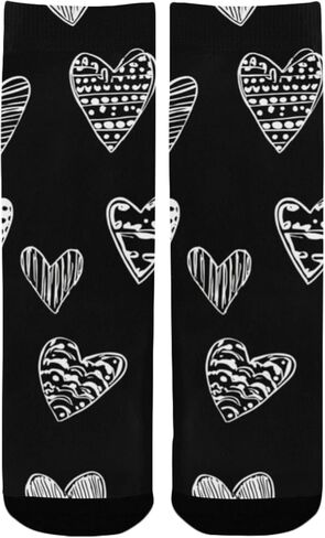 جوارب Xs Black Hearts Love للمشي لمسافات طويلة - جوارب شتوية حرارية سميكة دافئة للأولاد والبنات للمدرسة، والارتداء اليومي والأنشطة الخارجية in Saudi Arabia