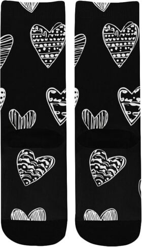 جوارب Xs Black Hearts Love للمشي لمسافات طويلة - جوارب شتوية حرارية سميكة دافئة للأولاد والبنات للمدرسة، والارتداء اليومي والأنشطة الخارجية in Saudi Arabia