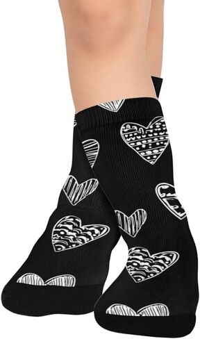 جوارب Xs Black Hearts Love للمشي لمسافات طويلة - جوارب شتوية حرارية سميكة دافئة للأولاد والبنات للمدرسة، والارتداء اليومي والأنشطة الخارجية in Saudi Arabia
