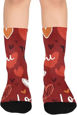 جوارب Red Kiss مطبوعة على شكل قلب - جوارب شتوية حرارية سميكة دافئة للأطفال الصغار للأولاد والبنات للمدرسة، والارتداء اليومي والأنشطة الخارجية in Kuwait