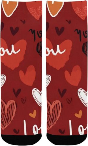 جوارب Red Kiss مطبوعة على شكل قلب - جوارب شتوية حرارية سميكة دافئة للأطفال الصغار للأولاد والبنات للمدرسة، والارتداء اليومي والأنشطة الخارجية in Kuwait
