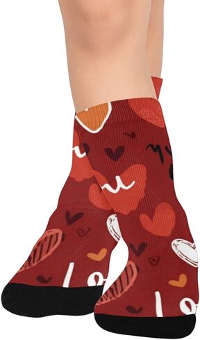 جوارب Red Kiss مطبوعة على شكل قلب - جوارب شتوية حرارية سميكة دافئة للأطفال الصغار للأولاد والبنات للمدرسة، والارتداء اليومي والأنشطة الخارجية in Kuwait