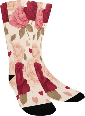 Retro Leaf Roses Pink Hiking Socks - Toddler Boys & Girls Warm Thick Thermal Winter Crew Socks for School, Daily Wear & Outdoor Activities in Kuwait