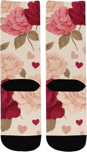 Retro Leaf Roses Pink Hiking Socks - Toddler Boys & Girls Warm Thick Thermal Winter Crew Socks for School, Daily Wear & Outdoor Activities in Kuwait