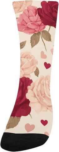 Retro Leaf Roses Pink Hiking Socks - Toddler Boys & Girls Warm Thick Thermal Winter Crew Socks for School, Daily Wear & Outdoor Activities in Kuwait