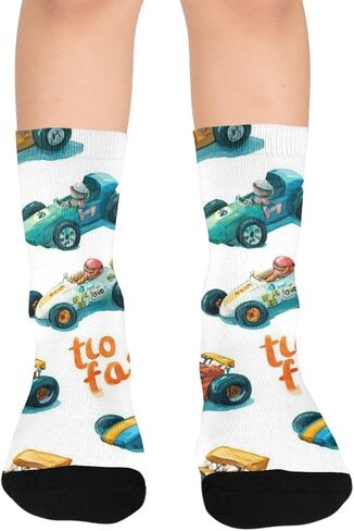 Cartoon Fast Car Blue Hiking Socks - Toddler Boys & Girls Warm Thick Thermal Winter Crew Socks for School, Daily Wear & Outdoor Activities in Kuwait