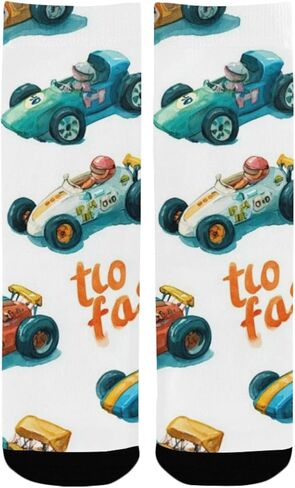 Cartoon Fast Car Blue Hiking Socks - Toddler Boys & Girls Warm Thick Thermal Winter Crew Socks for School, Daily Wear & Outdoor Activities in Kuwait