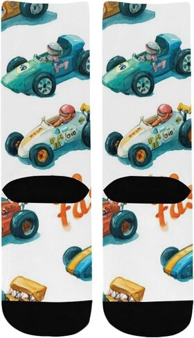 Cartoon Fast Car Blue Hiking Socks - Toddler Boys & Girls Warm Thick Thermal Winter Crew Socks for School, Daily Wear & Outdoor Activities in Kuwait