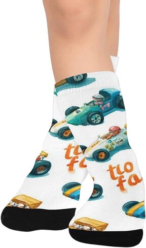Cartoon Fast Car Blue Hiking Socks - Toddler Boys & Girls Warm Thick Thermal Winter Crew Socks for School, Daily Wear & Outdoor Activities in Kuwait