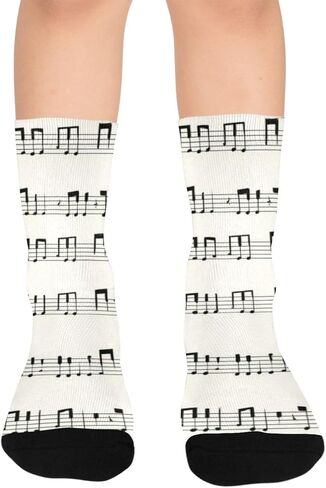 Piano Note Pattern Beige Hiking Socks - Toddler Boys & Girls Warm Thick Thermal Winter Crew Socks for School, Daily Wear & Outdoor Activities in Kuwait