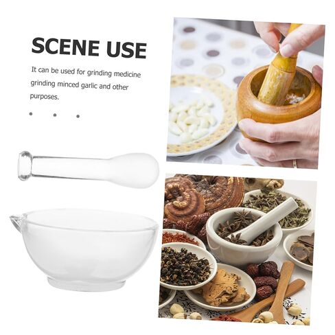 MAGICLULU 1Set Glass Pestle and Bowl Mortar for Kitchen and Laboratory Use Non Slip Base Effortless Cleaning for Home and Professional Users in Saudi Arabia