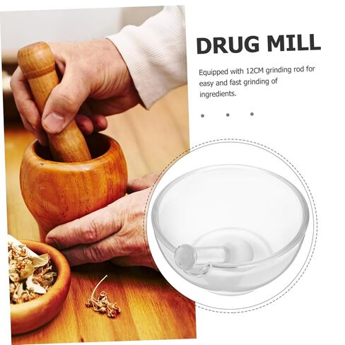 MAGICLULU 1Set Glass Pestle and Bowl Mortar for Kitchen and Laboratory Use Non Slip Base Effortless Cleaning for Home and Professional Users in Saudi Arabia