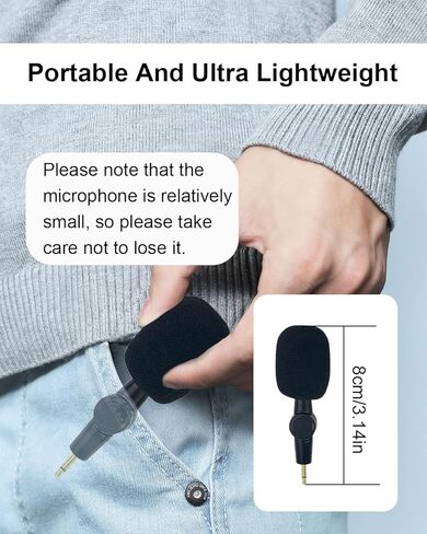 3.5mm Mini 2-Pole Omnidirectional Mic for Meeting Teacher's Lecture Live Broadcast, 180°Flexible Condenser Microphone Noise Cancelling Small Mic Plug and Play in Kuwait