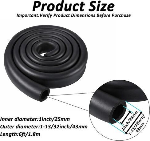1" ID Pipe Insulation Foam Tube, 6Ft Black Pool Noodles Foam Cover Water Pipe Insulation Foam Tubing for Freeze Protection AC Unit Guitar Stands Exercise Machine in Saudi Arabia