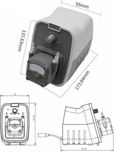 Portable Peristaltic Pump, High Flow Liquid Dosing Pump, with 3 Rotors, 3.2X6.4BPT Tube, 100-200ml/min Adjustable Flow, for Laboratory Liquid Filling in Saudi Arabia