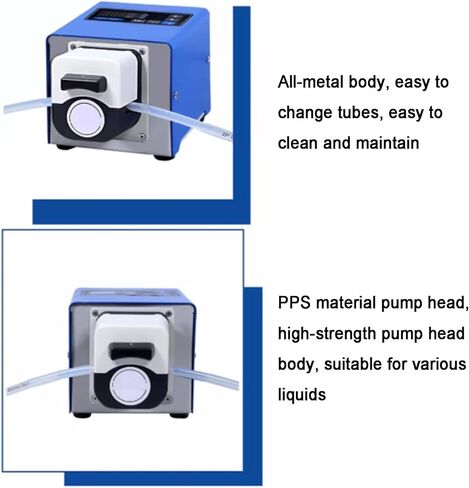 Intelligent Peristaltic Pump, High Flow Rate Liquid Dosing Pump, Flow Range 0.012-207mL/min, with 3 Rotors, 0.1-99H Timing, Power Outage Memory, for Laboratory Filling in Kuwait
