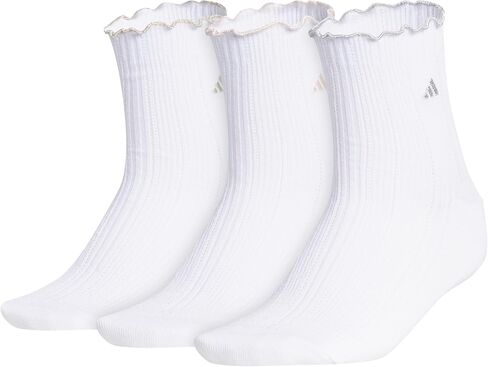 adidas Women's Ruffle Socks, 3-Pack Quarter Ankle Socks for Women Ruffle Sock in Saudi Arabia