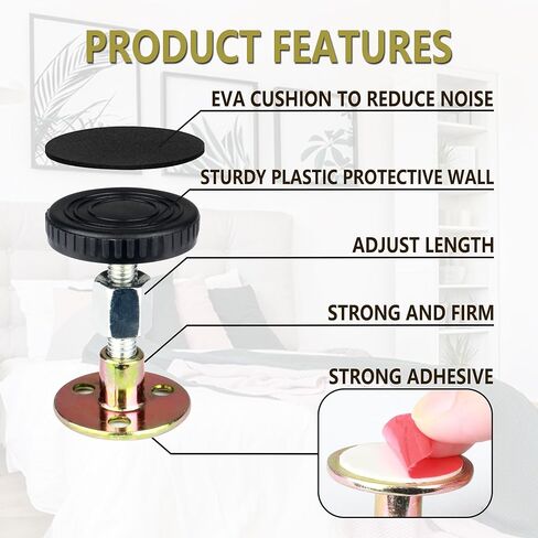 4 قطع سدادات لللوح الأمامي للجدار، سدادة ضوضاء للسرير قابلة للتعديل مع حماية للحائط مع براغي وتركيب لاصق بجانب السرير، أداة مضادة للاهتزاز للألواح الأمامية والخزائن والأرائك (1.8 بوصة - 2.2 بوصة) in Kuwait