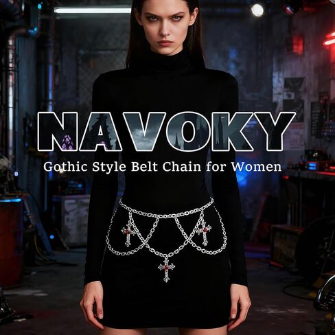 Navoky القوطية الصليب الطبقات الخصر سلسلة Y2k سحر الجسم سلسلة الشرير حزام قابل للتعديل البطن مجوهرات للنساء in Saudi Arabia