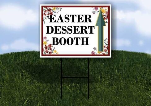 Easter Dessert Booth Spring Flowers Plum Pink Directional Arrows A-Frame Double Sided 23x23 in. sign in Kuwait
