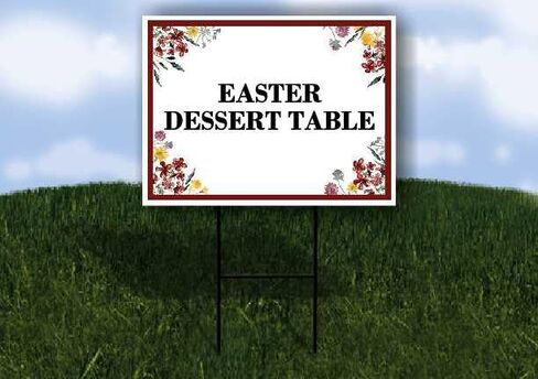 Easter Dessert Table Spring Flowers Plum Pink Directional Arrows A-Frame Double Sided 23x23 in. sign in Kuwait