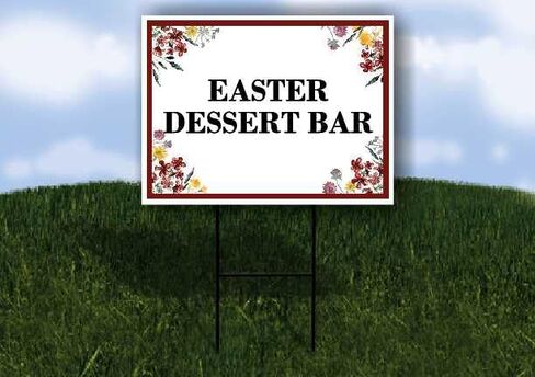 Easter Dessert Bar Spring Flowers Plum Pink Directional Arrows A-Frame Double Sided 23x23 in. sign in Kuwait