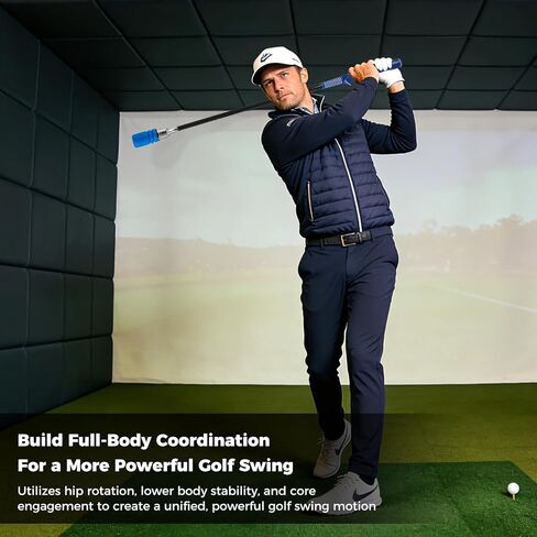 ULTIMATE Golf Swing Trainer, Click Stick Weighted Golf Training Aid, Tempo & Speed Practice, Ergonomic Golf Grip Trainer Right Hand, Indoor Outdoor Use, Enhance Strength Swing Rhythm in Kuwait