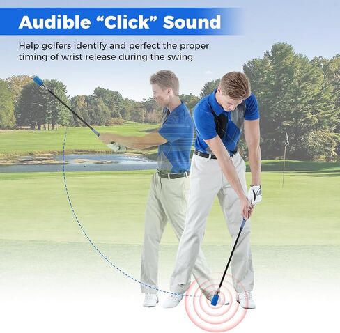 ULTIMATE Golf Swing Trainer, Click Stick Weighted Golf Training Aid, Tempo & Speed Practice, Ergonomic Golf Grip Trainer Right Hand, Indoor Outdoor Use, Enhance Strength Swing Rhythm in Kuwait