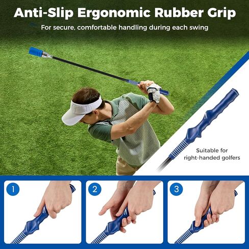 ULTIMATE Golf Swing Trainer, Click Stick Weighted Golf Training Aid, Tempo & Speed Practice, Ergonomic Golf Grip Trainer Right Hand, Indoor Outdoor Use, Enhance Strength Swing Rhythm in Kuwait