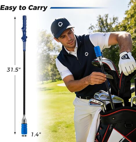 ULTIMATE Golf Swing Trainer, Click Stick Weighted Golf Training Aid, Tempo & Speed Practice, Ergonomic Golf Grip Trainer Right Hand, Indoor Outdoor Use, Enhance Strength Swing Rhythm in Kuwait