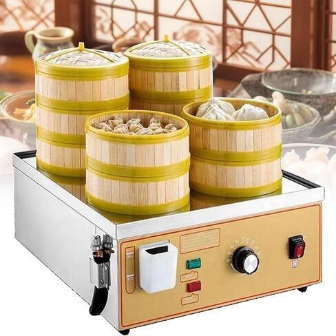 Food Warmer Machine,4 Hole Commercial Food Bread Buns Steamer,Bun Steamer Machine for Home Buffet Restaurant in Saudi Arabia