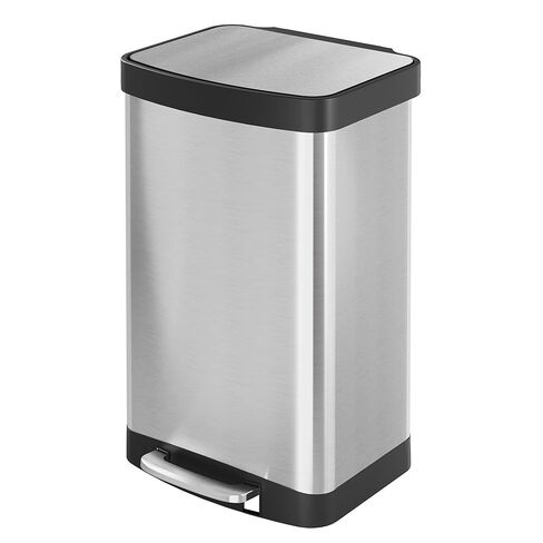 WLIVE 2 x 8 Gallon Dual Compartment Trash Can Stainless Steel, Pet-Proof Double Garbage Can Kitchen with Lid, Inner Buckets and Deodorizing Filter Box, Trash and Recycle Bin Combo, Silver in Saudi Arabia