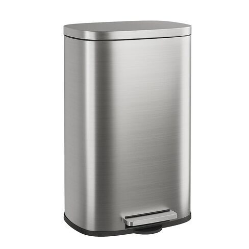 WLIVE 2 x 8 Gallon Dual Compartment Trash Can Stainless Steel, Pet-Proof Double Garbage Can Kitchen with Lid, Inner Buckets and Deodorizing Filter Box, Trash and Recycle Bin Combo, Silver in Saudi Arabia