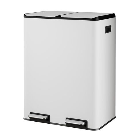 WLIVE 2 x 8 Gallon Dual Compartment Trash Can Stainless Steel, Pet-Proof Double Garbage Can Kitchen with Lid, Inner Buckets and Deodorizing Filter Box, Trash and Recycle Bin Combo, Silver in Saudi Arabia